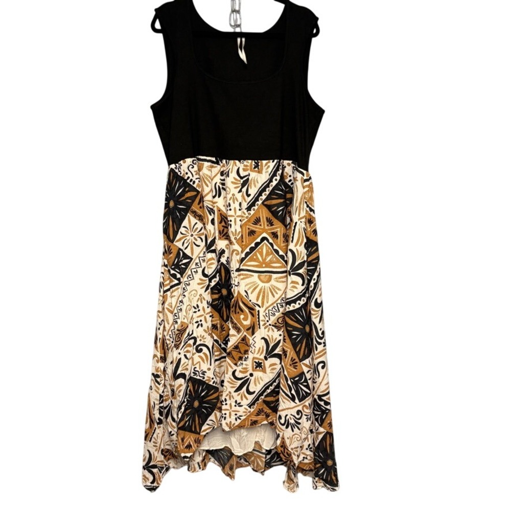 Anthropologie Twofer Sleeveless Abstract‎ Cruise Neutral Beachy Maxi Dress Sz 1X